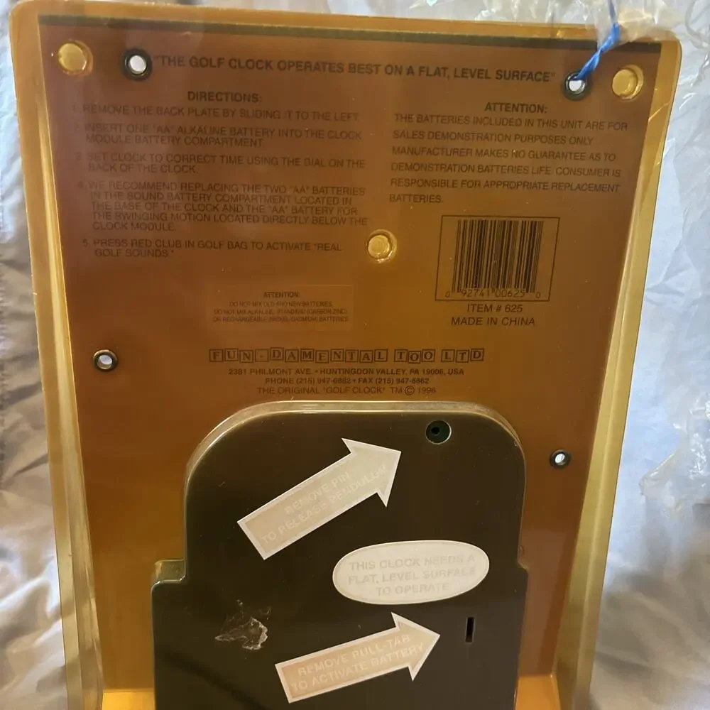 Vtg Golf Clock In Package Animated Figure 90s Novelty Gift For Golfers Dads